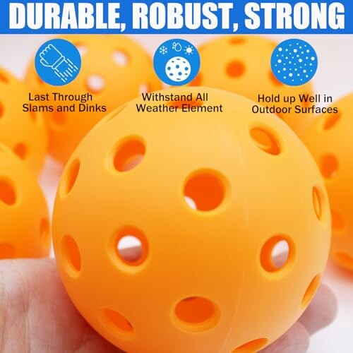 Pickleball ball with durability features highlighted