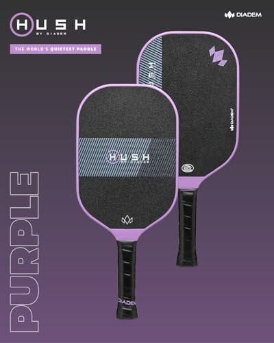 Hush purple pickleball paddles with black handles.