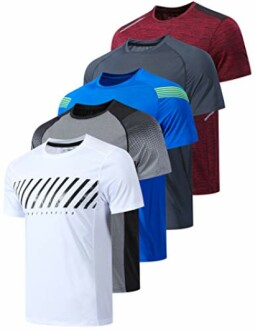 5 Pack Men's Active Quick Dry Crew Neck T Shirts