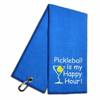 Pickleball Is My Happy Hour Embroidered Pickleball Towel