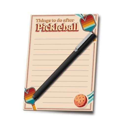 Notepad with pickleball theme and pen