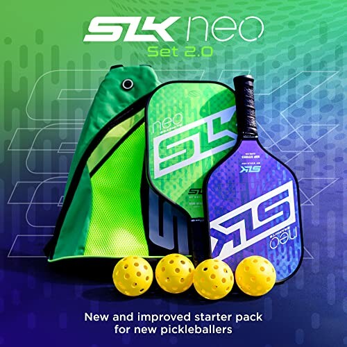 SLK Neo pickleball set with paddles, balls, and bag