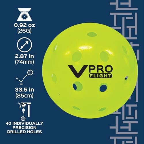 VPro Flight pickleball with specifications and features.